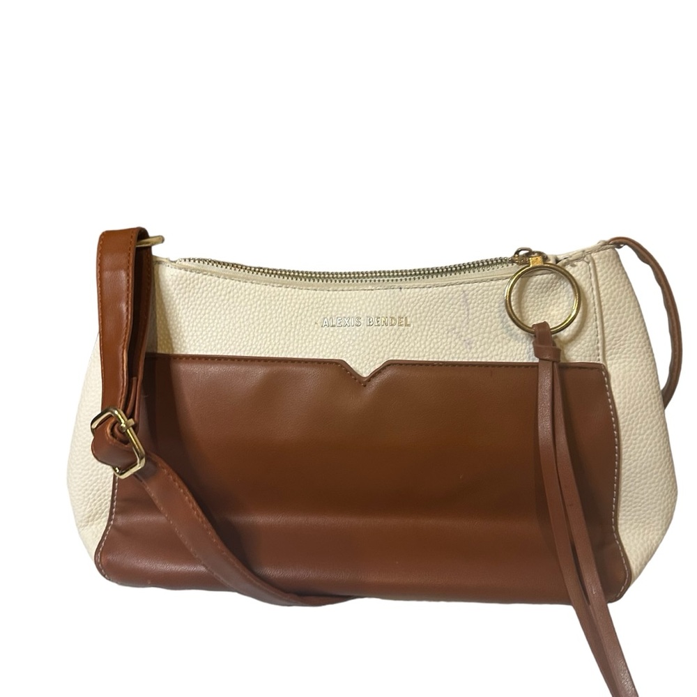 Alexis Bendel 3 entry Crossbody Bag Creme & camel with pebbles texture 👜